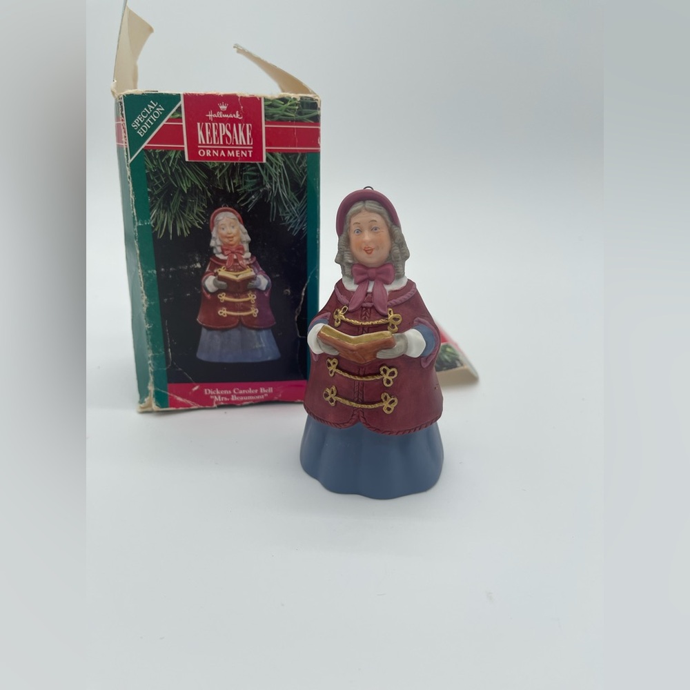 1991 Hallmark Keepsake Ornament Mrs. Beaumont Dickens Caroler Porcelain Bell #2